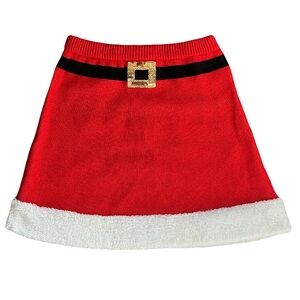 Planet Gold Red Mini Knit Santa Skirt with Gold Sequins